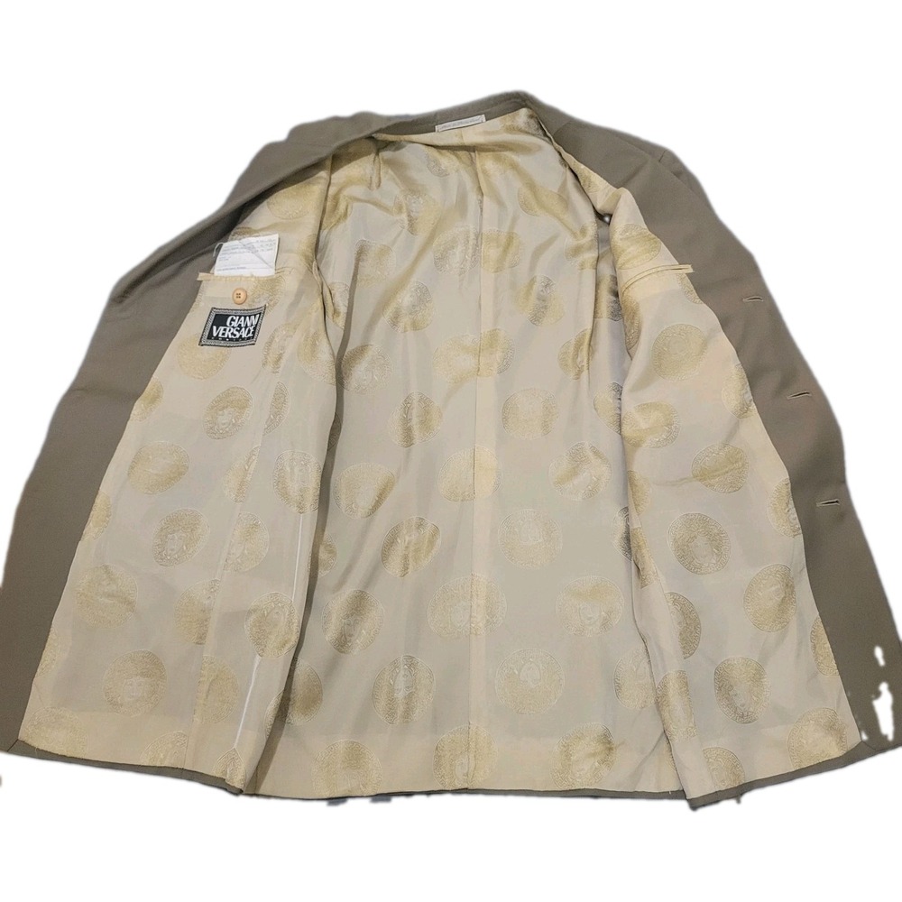 Vtg Gianni Versace Couture Wool Blazer Mens 52 Beige Medusa Lining Switzerland - Picture 4 of 10